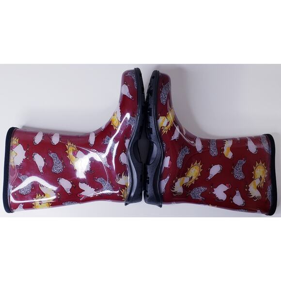 SLOGGERS Fashion Rain Garden Mid-Calf Boots Chicken Print Waterproof Women's 9 - Picture 10 of 15